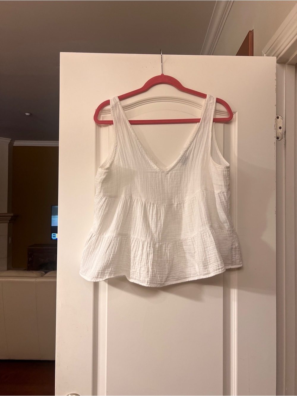 Gap Cotton Gauze Peplum V-neck Top - Medium